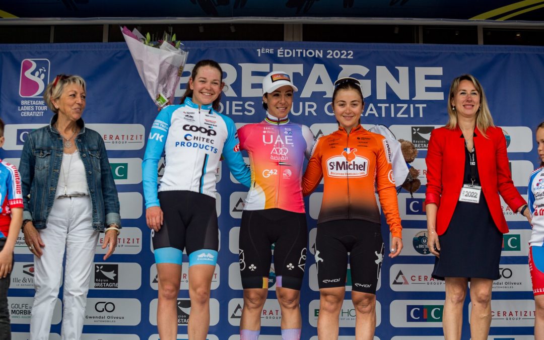 Le podium pour Simone Boilard sur le Bretagne Ladies Tour Cerratizit